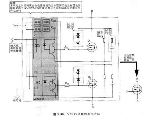 mos串联是为理解决电压规格不够的问题，与VMOS的并联相似的
