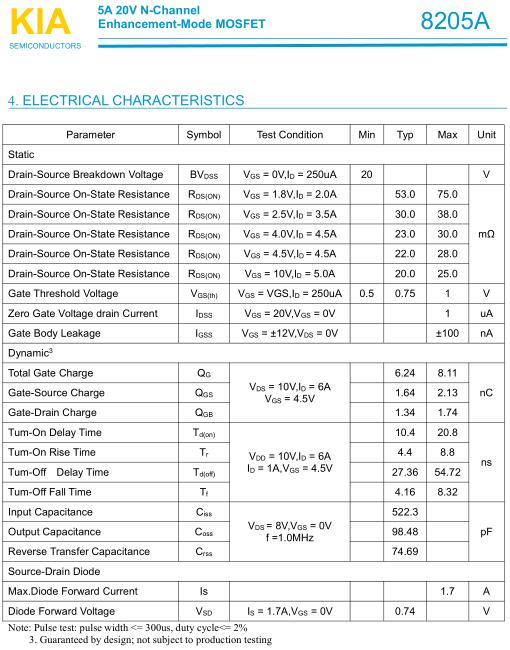 贴片8205a中文资料