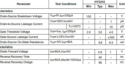 HY3210,HY3210参数,HY3210替代,100V/120A