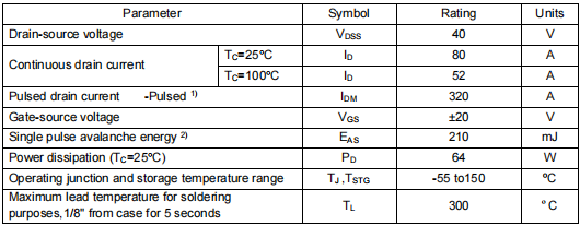 bms mos管,KNY3404D参数